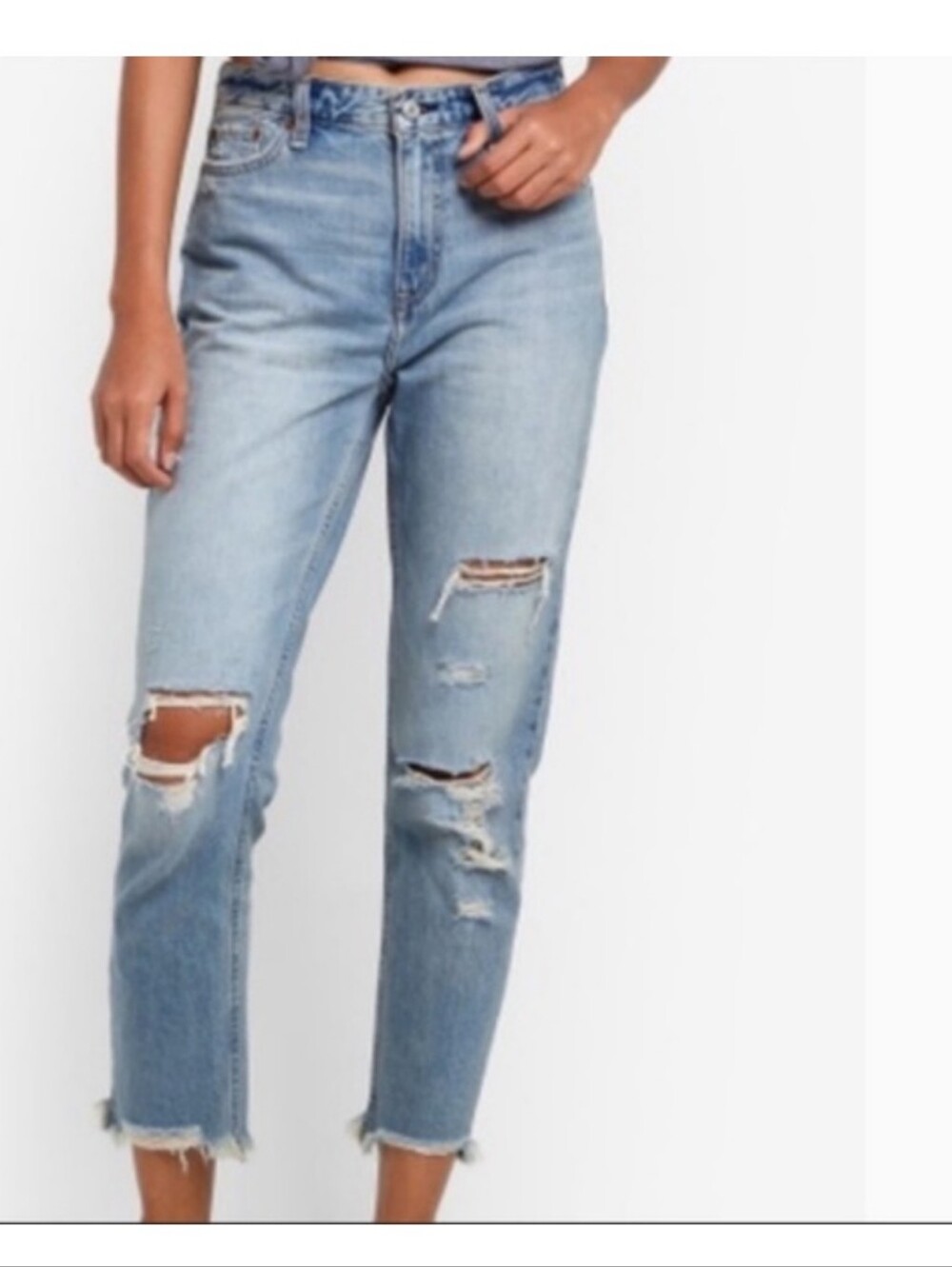 ABERCROMBIE & FITCH ANNIE HIGH  RISE GIRLFRIEND DISTRESSED JEANS 28